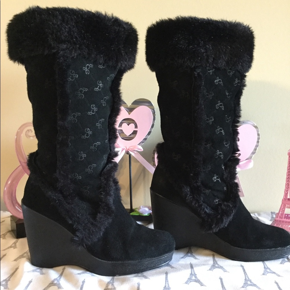 BCBG Calf Height Wedge Boots